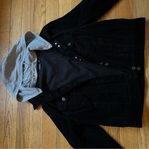 Sonoma Black Corduroy JeanJacket with Gray Detachable Hood